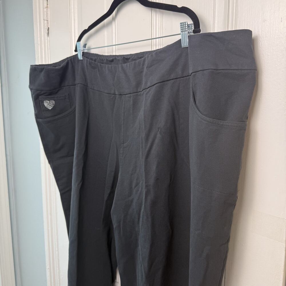 Quacker Factory DreamJeannes Womens 4X Tall Wide Leg Full Length Pants Black